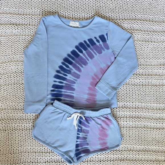 Btween Kids Tie-Dye Pajama Set - Blue and Pink Girls Size 10 - Picture 1 of 4